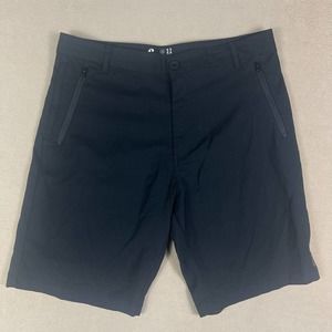 Free World Hybrid Stretch Mens Shorts Drawstring Zipper Pockets Stretch Black‎